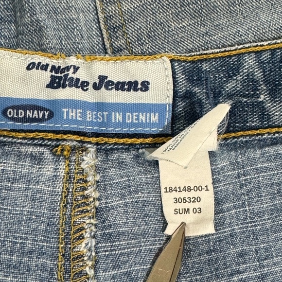 Vintage 90s Jean Shorts Old Navy Drawstring Waist Patch Pocket Light Wash | Sz 4 - Picture 9 of 9